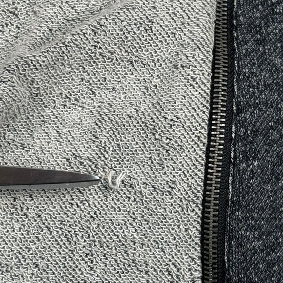 BNCI by Blanc Noir Full Zip Up Ruffle Knit Cardigan Womens Sz Small Heather Gray - Picture 7 of 9